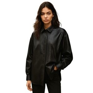 Favorite Daughter Faux Crocodile Leather Oversized Jacket Size XS